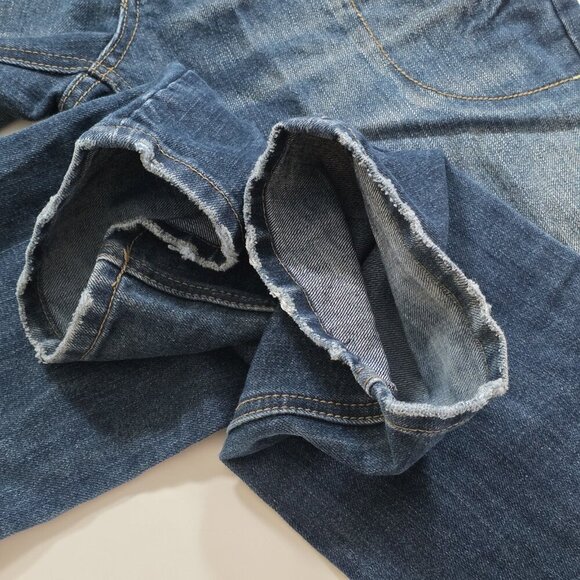 A Vintage HTM Hitomi Jean Mens 29x32 Blue Straigh Leg Japan Distressed Wiskering - Picture 11 of 16